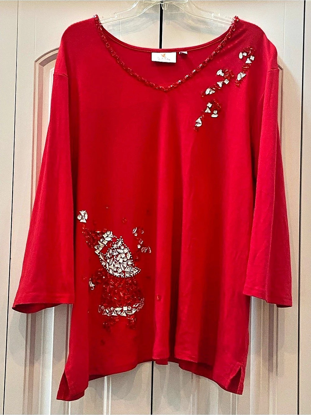Quacker Factory Embellished Tunic Red Size 3X